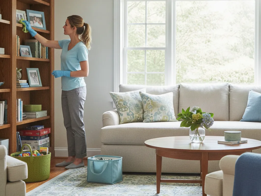 Bright, freshly cleaned living room in a New England home