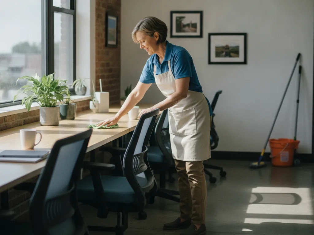 Clean, bright, tidy small office workspace