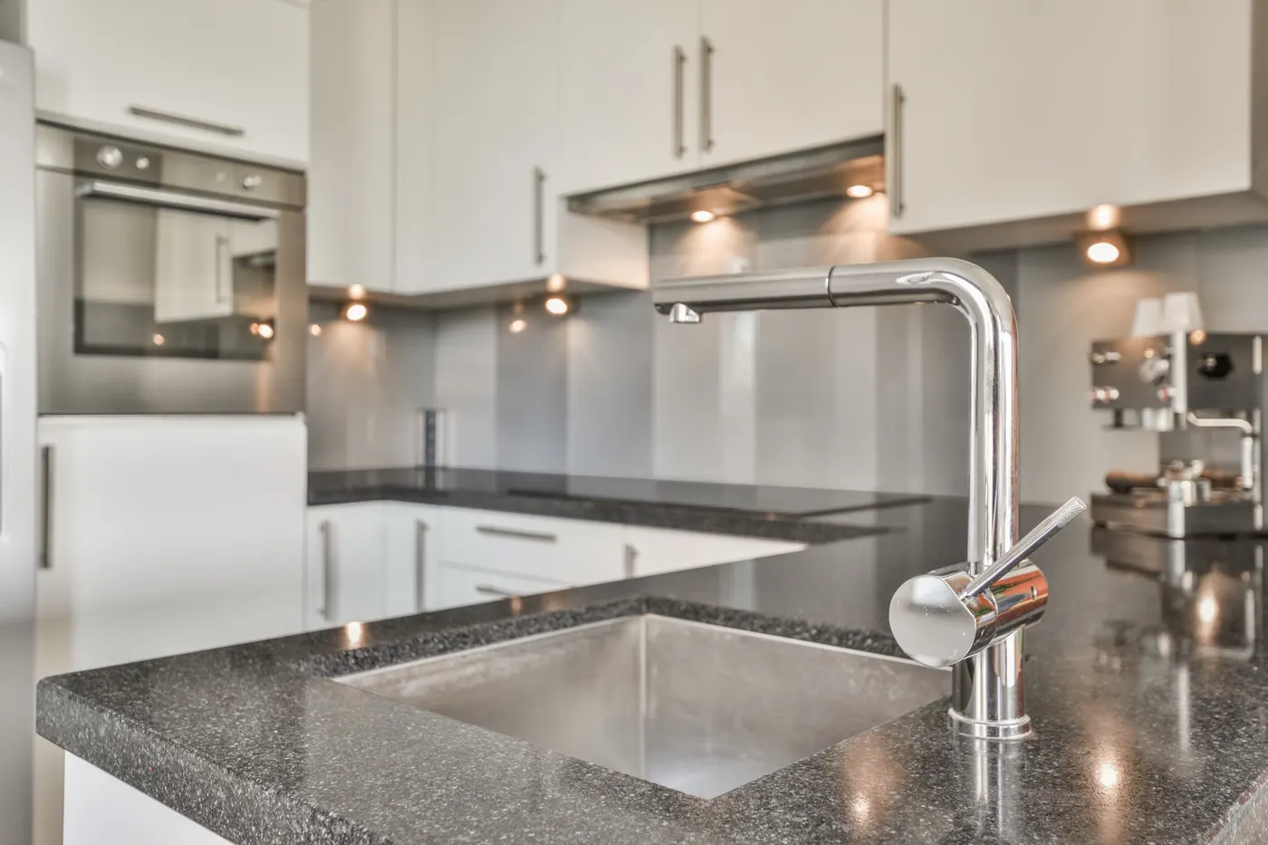 A bright, freshly cleaned kitchen with spotless counters and floors